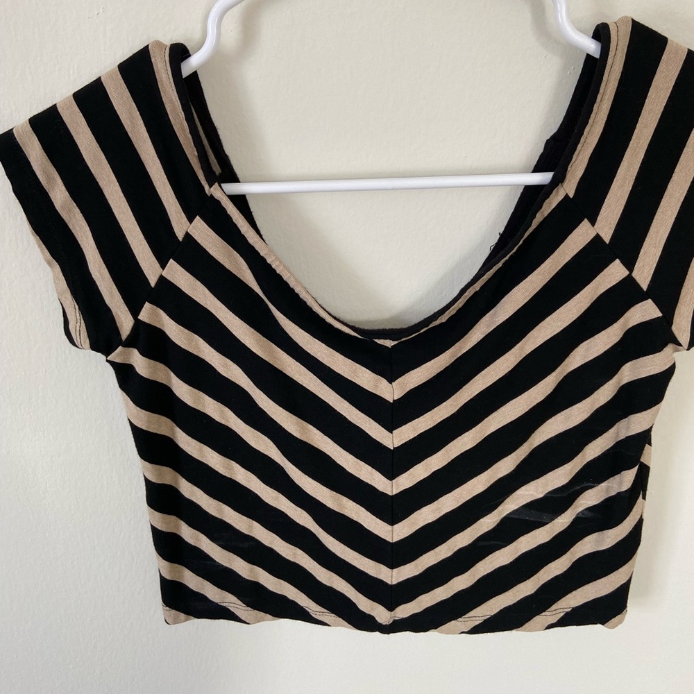 Striped off the Shoulder Cropped Top Arden B